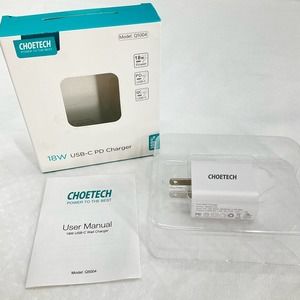 CHOETECH Model: Q5004 18W USB-C PD Fast Wall Charger, White
